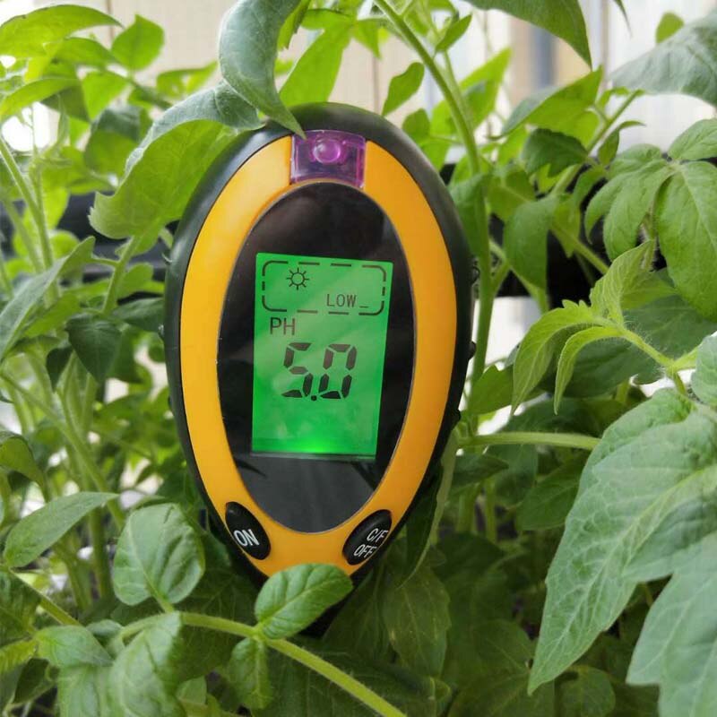 Medidor de humedad del agua del suelo 4 en 1, medidor de temperatura, humedad, luz solar, prueba de luz de jardín, medidor de humedad de flores, termómetro