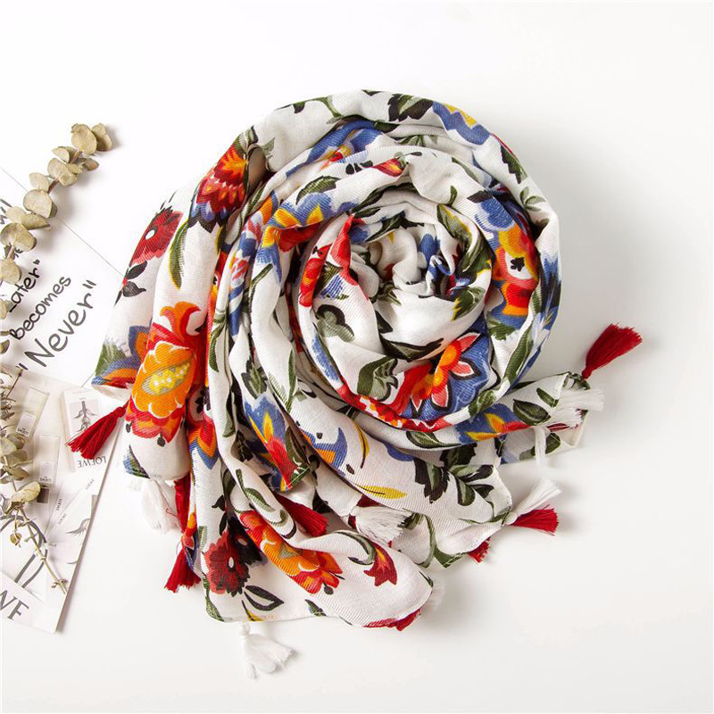 Bufanda étnica Boho para mujeres Floral Hijab femenino brillante manta grande de playa [3515]