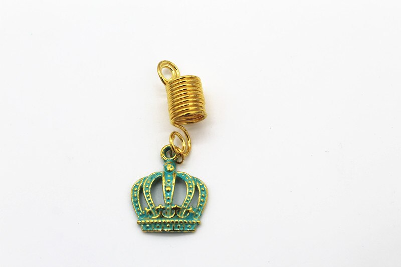 5 unidades por paquete, abalorios vikingos dorados/bronce, trenza de pelo, cuentas de rastas para Barba dreadlock, anillos, joyería para hombres y mujeres: An crown