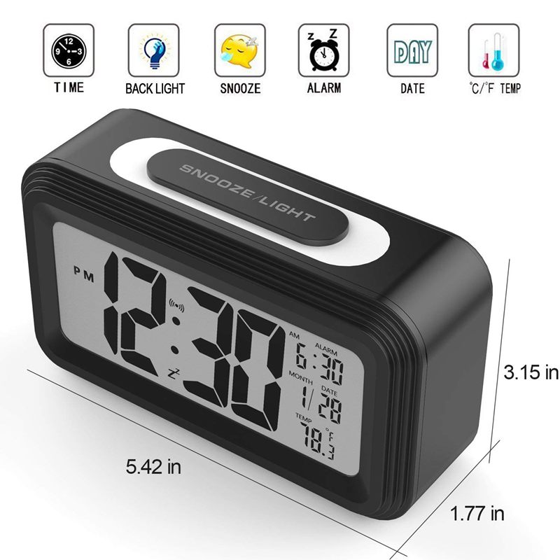 [Upgrade Version] Battery Operated Alarm Clock,Electronic Large Lcd Display Digital Alarm Clocks With Snooze,Backlight,Night Lig