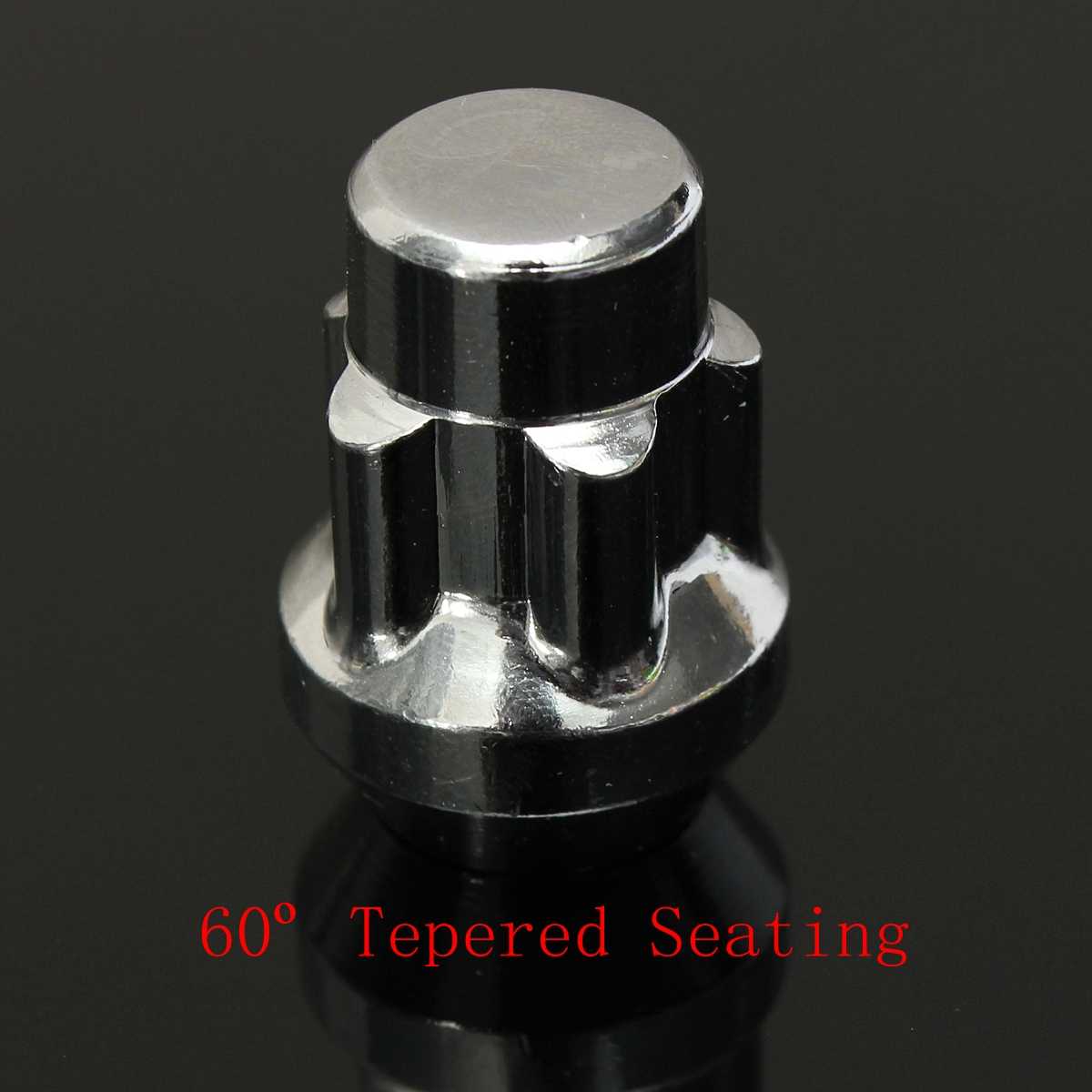 Chrome 4 Locking + 1 Key Wheel Nuts M12x1.5mm 60 Degree Tapered Locking Alloy Wheel Anti-theft Nuts Bolts