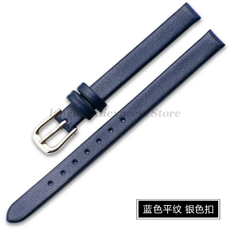Correa de reloj de cuero suave para mujer, banda de 6mm, 8mm, 10mm, 13mm, 15mm y 17 MM, ancho de tamaño pequeño, correa de reloj de piel de vaca de primera capa: Blue / 16 mm