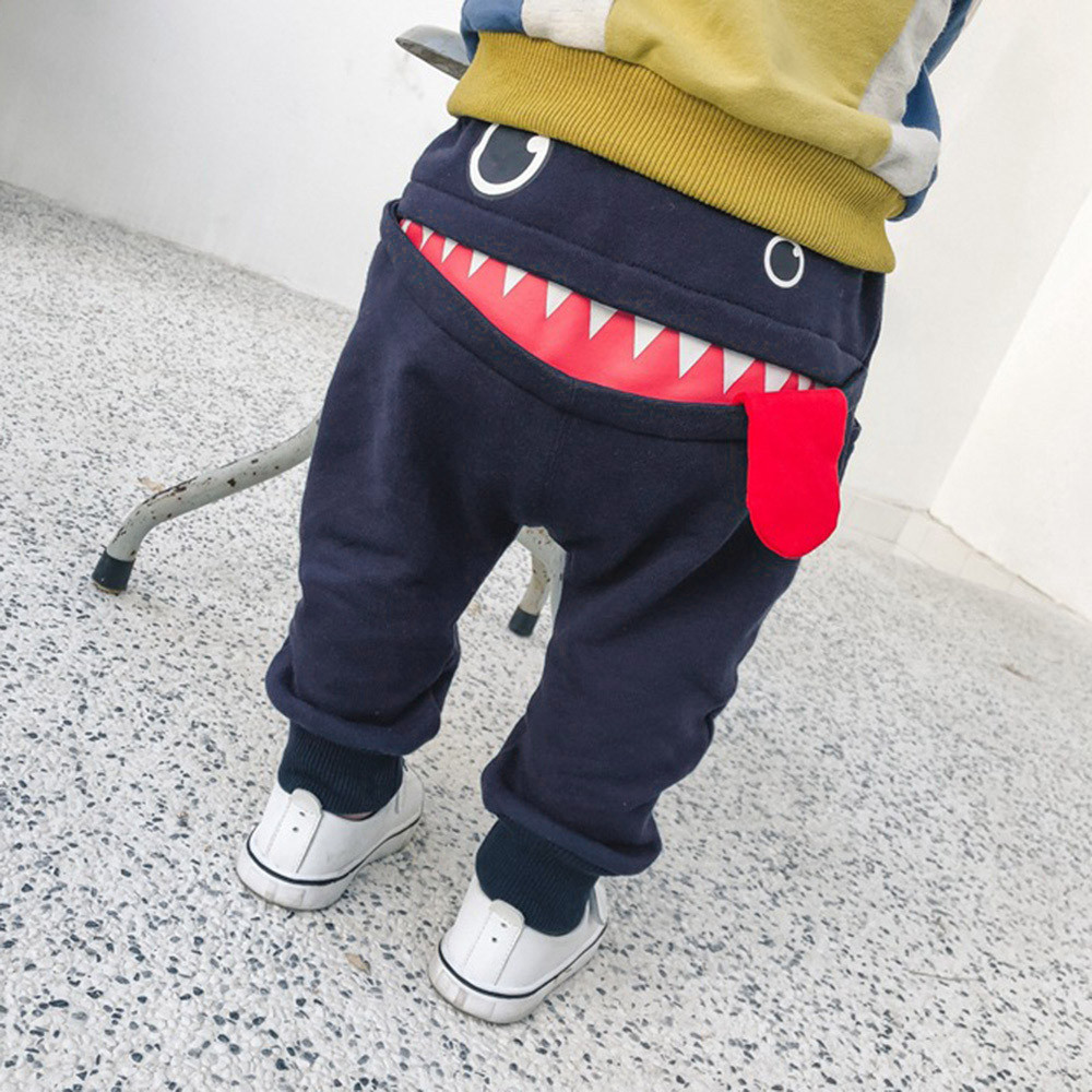Pantalones de bebé niños niñas dibujos animados tiburón lengua Harem gruesos pantalones cálidos bebé Niño Pantalones Pantalon Bebe