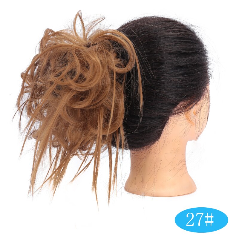 AOOSOO 7 pulgadas moño desordenado moño Tousled diadema elástica Chignon Pelo Rizado Scrunchie Updo cubierta sintético cabello para mujeres: 27