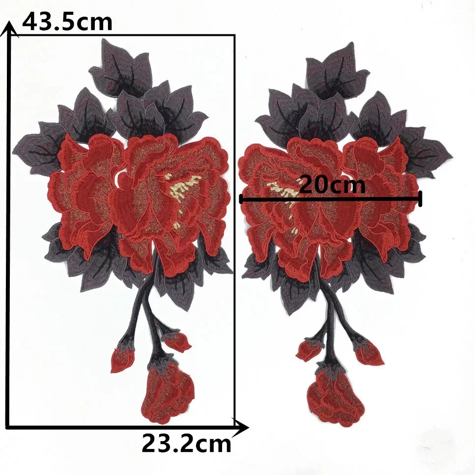 Bordado de poliéster rojo bordado colorido encaje de costura DIY de 1-10 piezas accesorios de ropa decorativos: Dorado / M