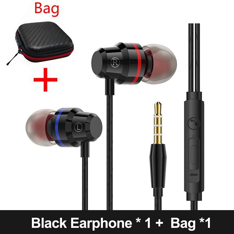 AWI M5 Super Bass Oortelefoon Hoofdtelefoon Met Mic 3.5mm Sport Gaming Headset voor Telefoons Xiaomi Samsung iPhone fone de ouvido MP3: Black With Bag