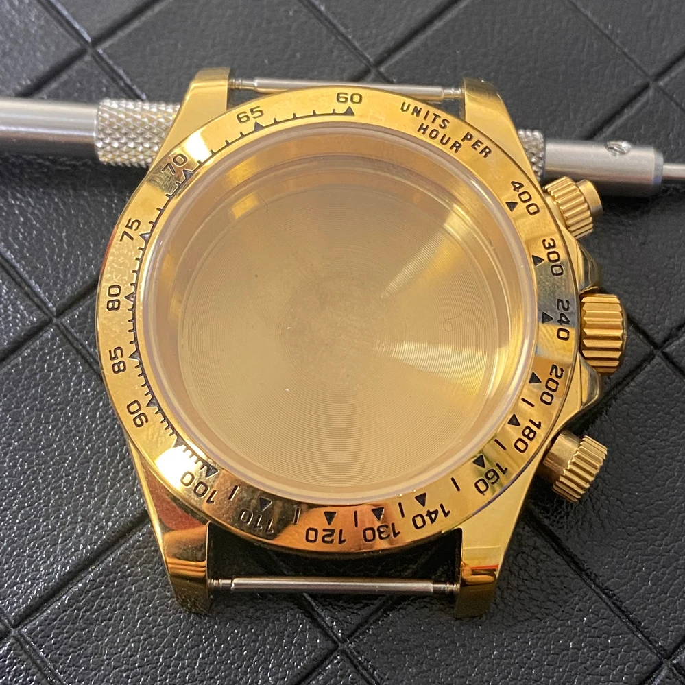 Caja de reloj VK63 modificada, caja de reloj de acero con cristal de zafiro, bisel de cerámica, accesorios de reloj para hombre para movimiento de cuarzo VK63: Plata