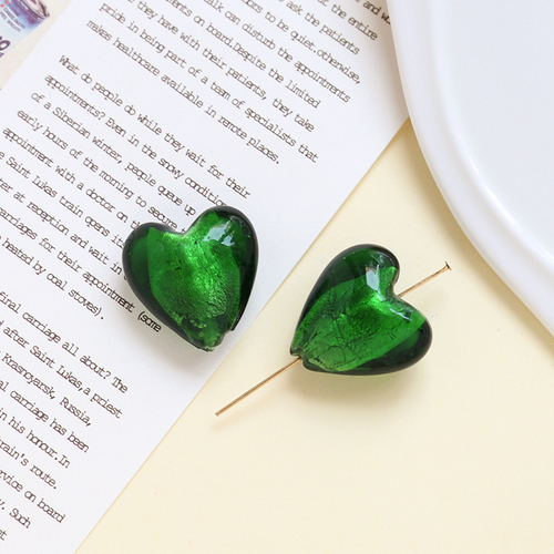 5 stk. 20*20mm retro farvede glasperler med lige hul, hjerteformede perler, gør-det-selv-smykker, halskæde, armbånd, øreringe, tilbehør: Lyserød