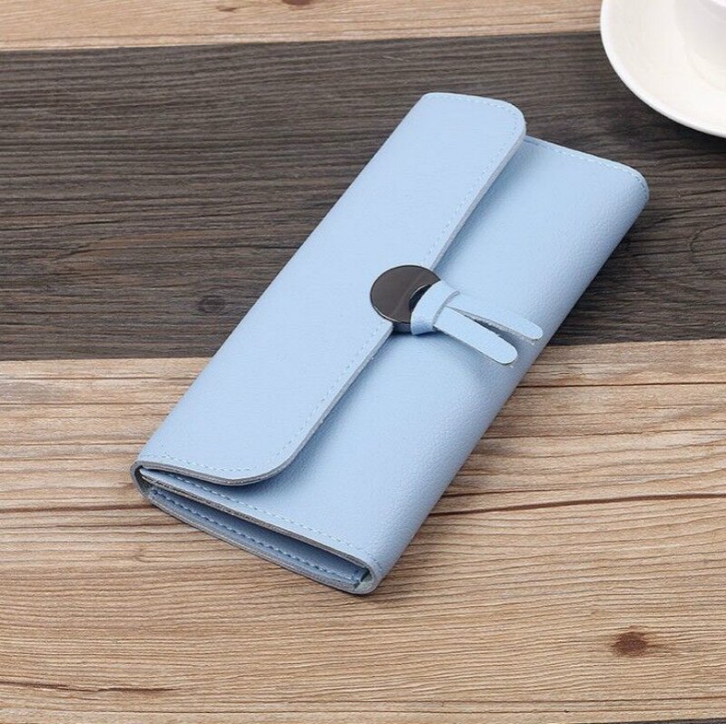 Women's Wallet Leather Long Leisure Wallet for Credit Cards Coin Purse Organizer Clutch Ladies Bag Purses Billeteras Mujer: Blue