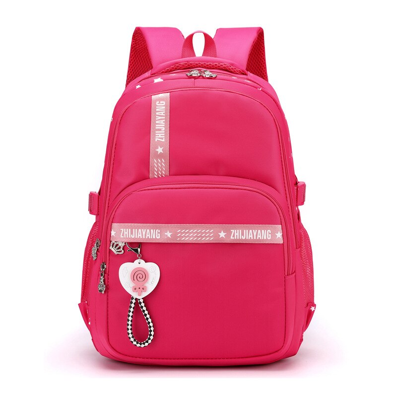Children School Bag Girls Kids Satchel Primary School Backpack Princess Nylon Bookbags Orthopedic Schoolbag Mochila Infantil: Rose red