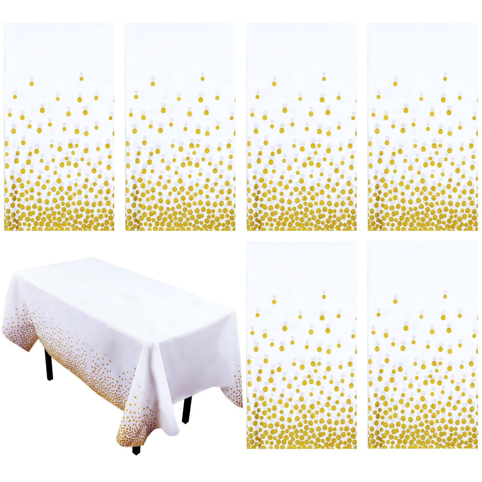 6Pcs 137*274 cm Rose Gold Tablecloth Gold/Pink Dot table cover for adult Happy Birthday Party Supplies Wedding Party Decorations