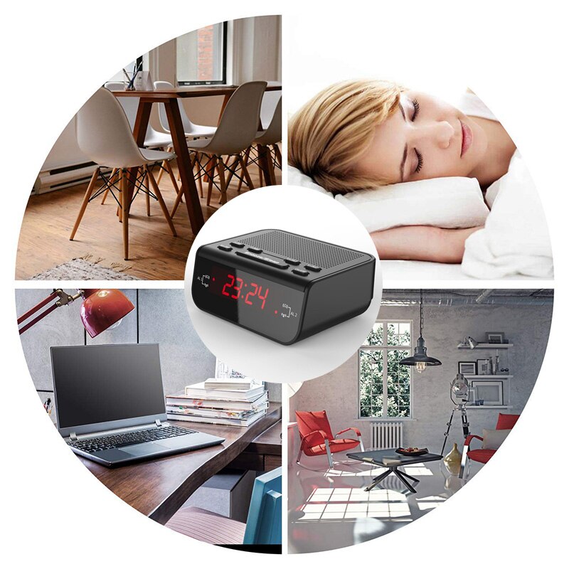 Nieuw Digitale Dual Wekker Radio Met Am/Fm Weersverwachting Vochtigheid Voor Slaapkamer Kantoor Tafel