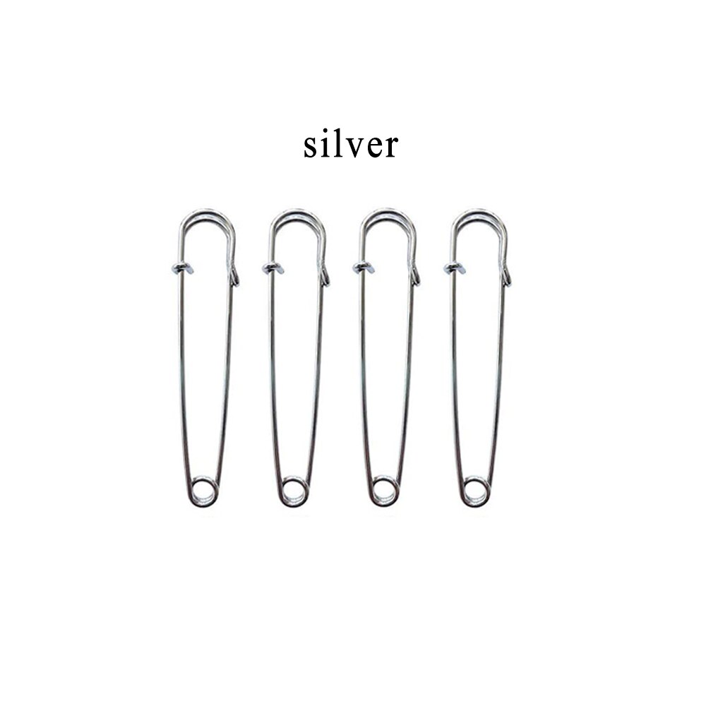 Alfileres de seguridad de 50mm, agujas de acero inoxidable, alfileres de costura grandes, broche para joyería, accesorios de costura, 4/20 Uds.: 4pcs / silver