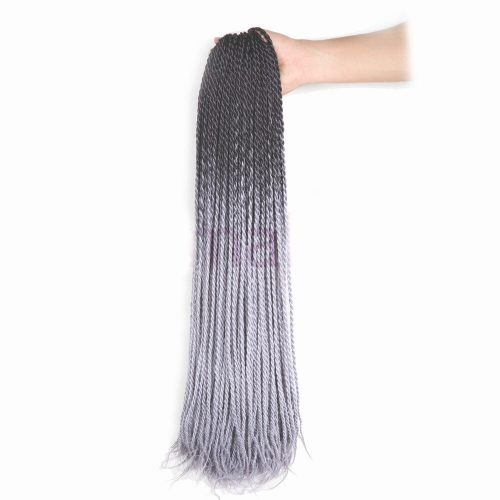 Extension capillaire synthétique au Crochet 24 pouces | Perruque sénégalaise, mèches au Crochet de 24 pouces avec 30 racines/paquet de tresses au Crochet, Extensions capillaires ombré: # 1B