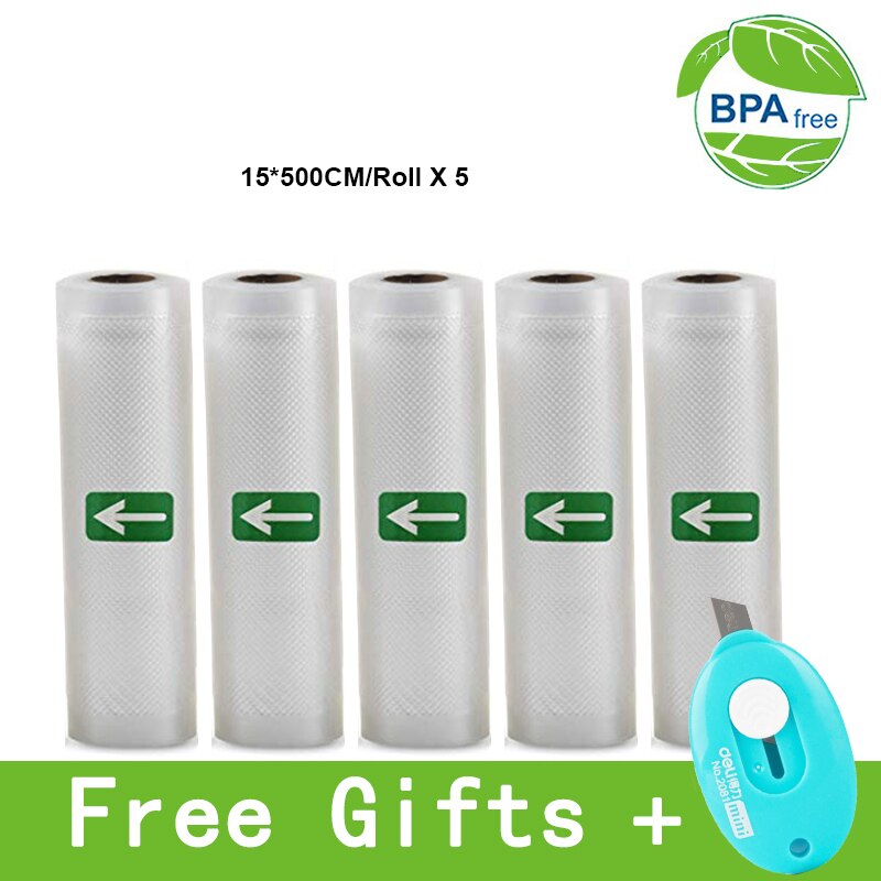Vacuum bags for food Vacuum Sealer Storage Bags 12/15/20/25/28cm*500cm For Vacuum packing Sealer 5 Rolls/Lot: 15X500CM 5 Rolls