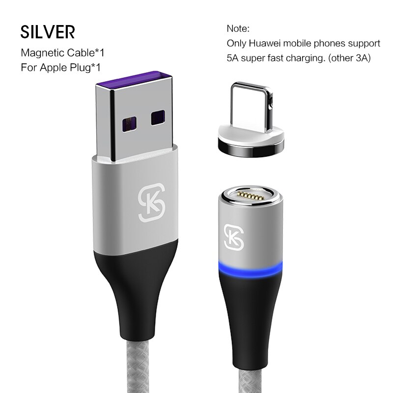 Sikai cabo usb carregador rápido 3 em 1 5a, cabo de carregamento rápido e magnético para huawei honor view 20 usb c 5a qc4.0 para honor 10 30pro