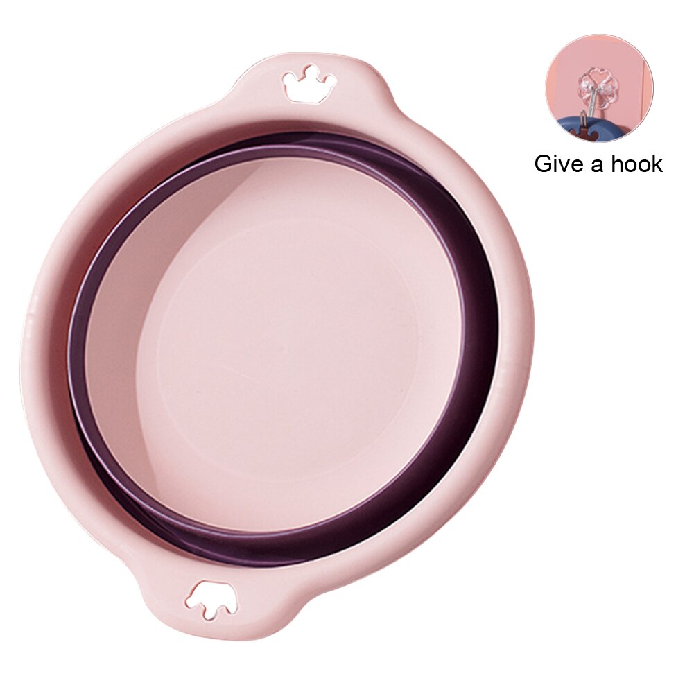 Round Collapsible Laundry Tub Foldable Washbasin Clean Bathroom Kitchen Space Saving Home Basket Portable Travel Picnic Camping: Pink S