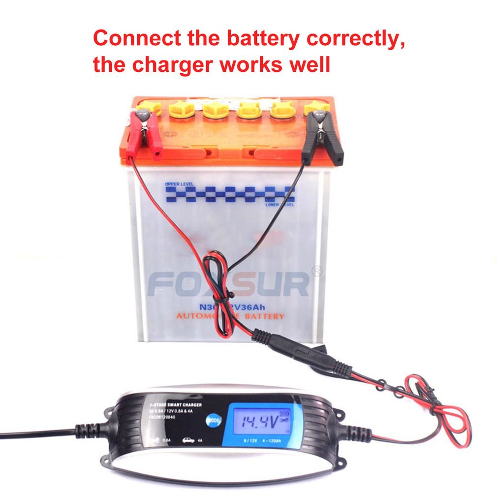 FOXSUR 6V 12V Motorcycle & Car Automatic Smart Waterproof Battery Charger EFB AGM GEL Pulse Repair Battery Charger