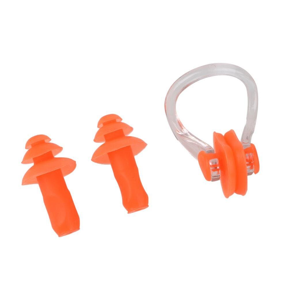 Relefreesoft silikone svøm vandtæt ørepropp næse klip svømme ørepropper surf ørepropper svømning ørepropper: Orange