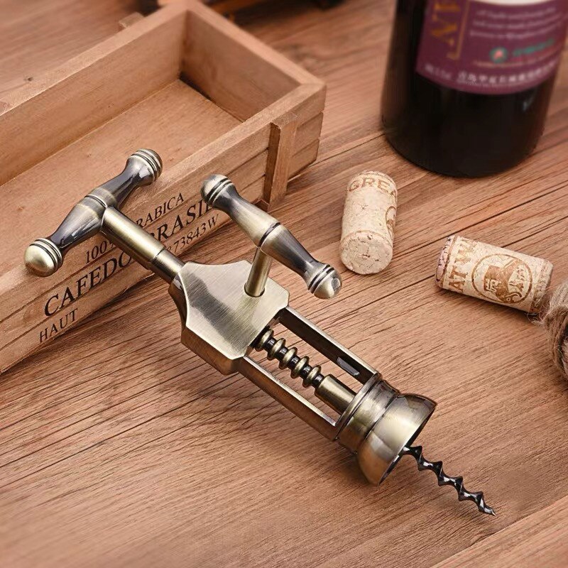 Abridor de botellas de vino tinto Vintage, sacacorchos de aleación de Zinc, extractor de corcho, abridor de champán, herramientas de barra de bronce antiguo