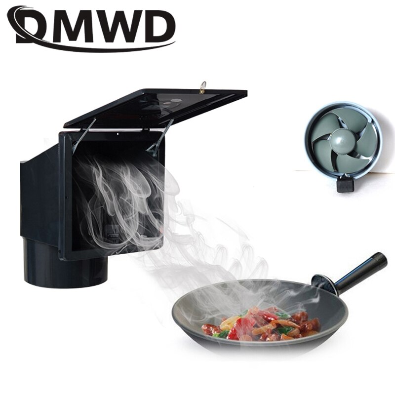 DMWD 10 Inch Mini Kitchen Air Ventilator Oil Smoke Extractor Cleaner Side Suction Range Hood Pipe Exhaust Fan Lampblack Machine