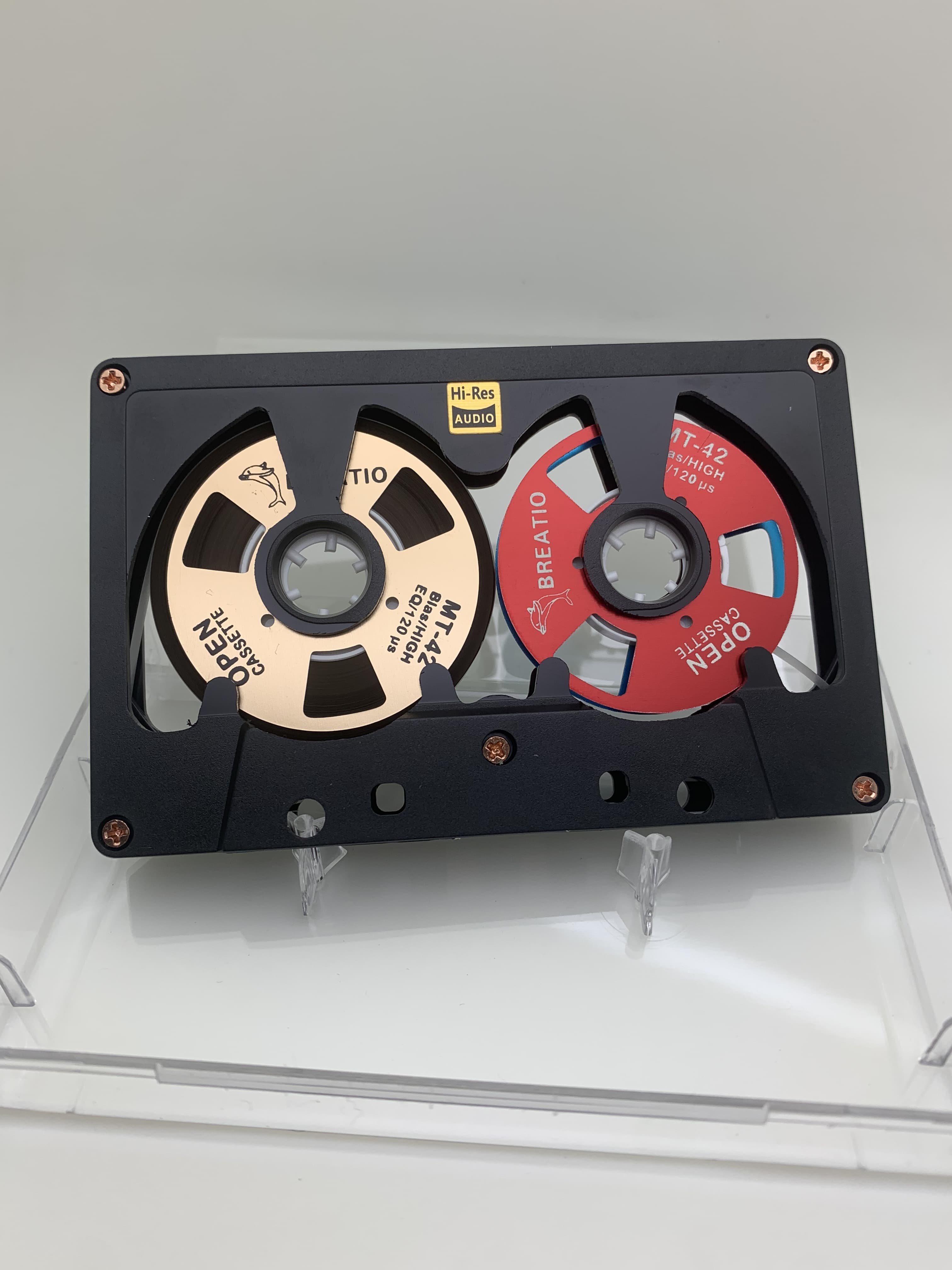 Audio Cassette Reel to Reel Cassette 50 Minute Blank Tape Double Sided Metal Reel Open Case Self-made: Beige