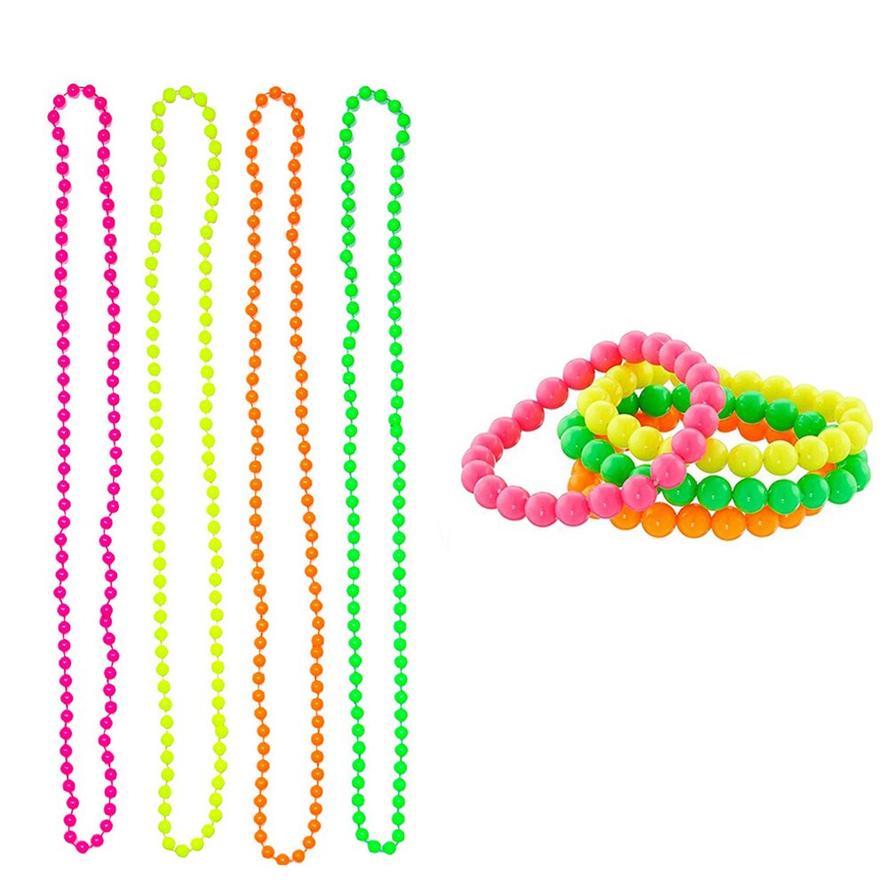 4 Uds. De hilo de cuentas de Color neón collares pulseras joyas accesorios de vestido de collar y pulsera accesorios de Cosplay