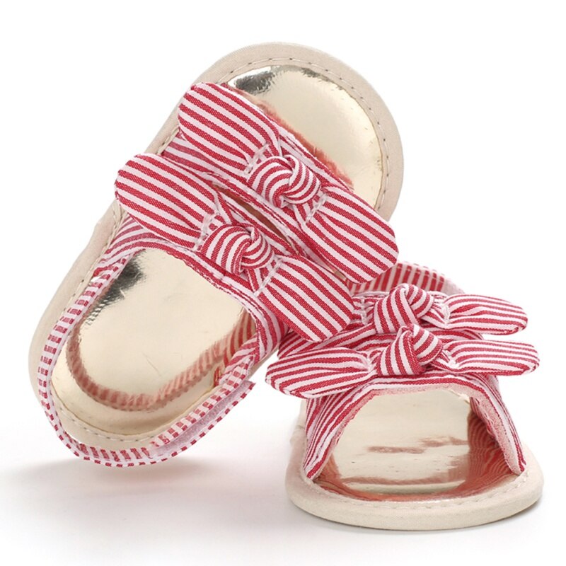 Baby Shoes Summer Girls Sandals Girls Shoes Non-slip Newborn Bownot Striped Girls Sandals Beach Plaid Princess Shoes #11