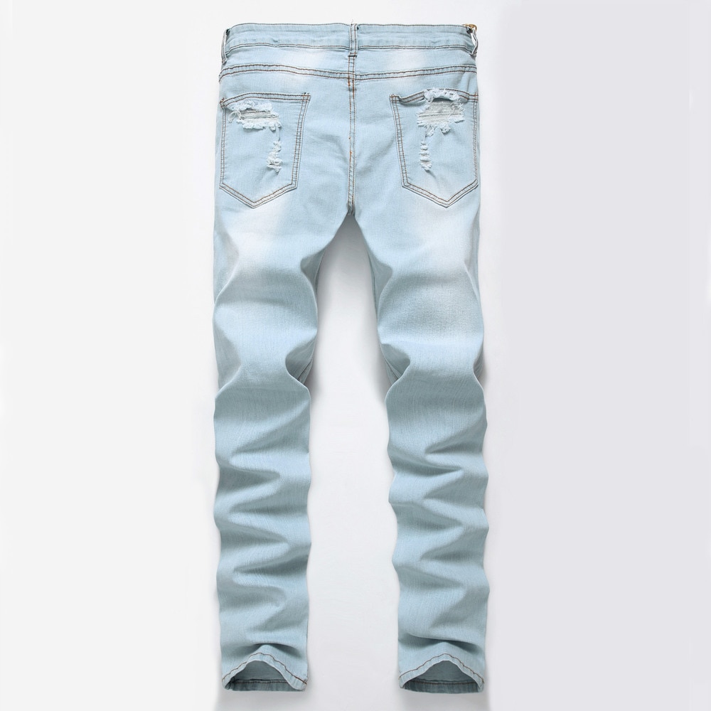 VOMINT Men Ripped Jeans Pants With Big Holes Slim Fit Stretchy Distressed Denim Trousers Plus Size 29-42
