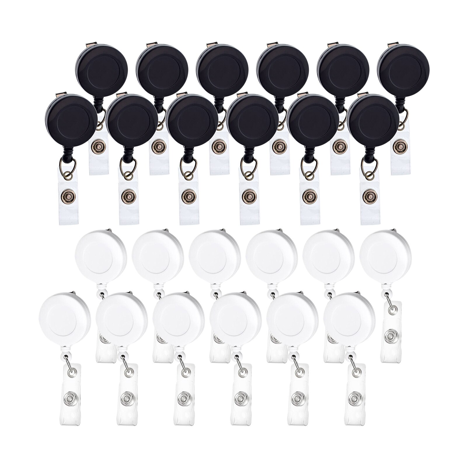 12pcs/Set Retractable ID Badge Holder Reels Key Ring Holders Badge Holder, Heavy-duty Steel Wire Cord