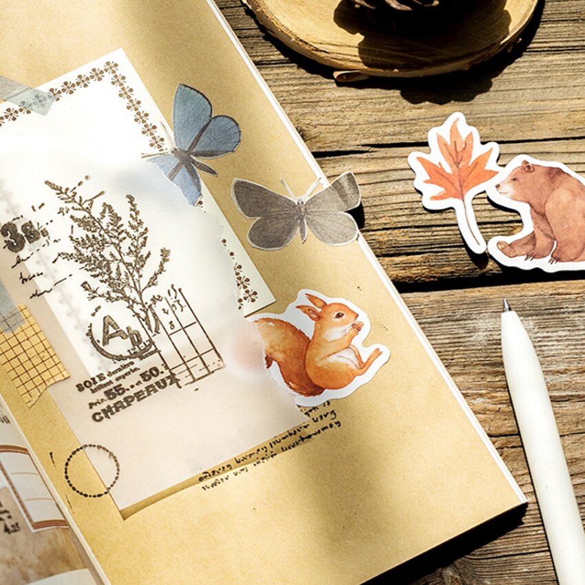 46pcs/box Lovely Autumn forest animals Stickers Cartoon Sticker DIY Diary Stationery Sticker for Childrene DIY Stickers
