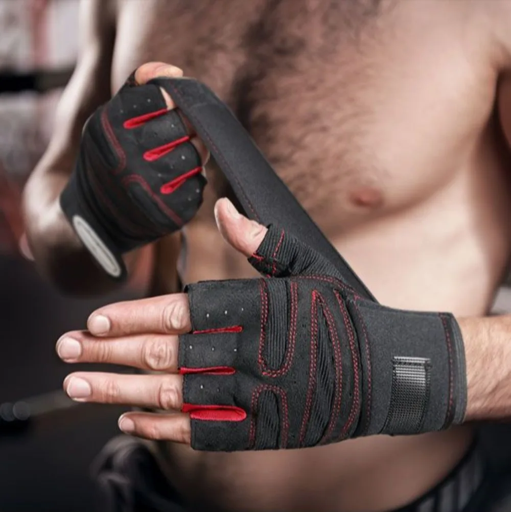 Gymhandschoenen voor heren Dames Fitness Gewichtheffen Polsband Handschoenen Body Building Training Sportoefening Fietshandschoen Schokbestendig
