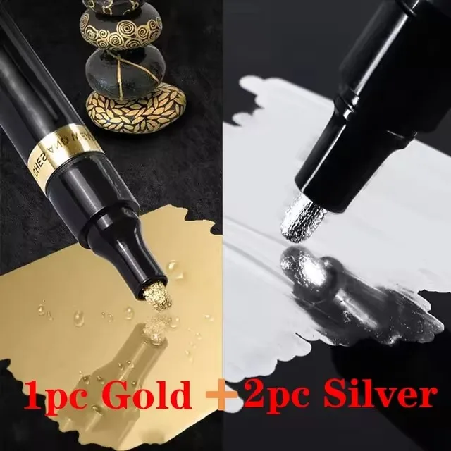 1/2/3PC Chrome Verf Marker Reflecterende Vloeistof Spiegel Verf Pennen Gouden Zilverachtige Inkt 1mm Schrijven Tip Voor Model Metaal Hout Plastic: Oranje