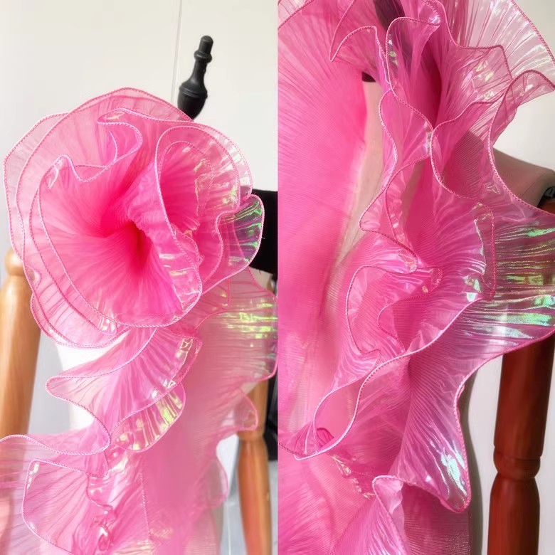 2 Meter Plissee Rüschen Organza Farbverlauf Spitzenbesatz 13 cm breit DIY Kleidung Spleißen Dekor Band Hochzeitskleid NäHenne Stoff: Kupfer