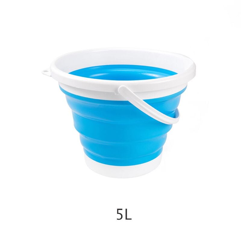 10L/5L/3L Portable Silicone Car Bucket Wash Bucket Outdoor Fishing Beach Travel Camp Home Storage Bucket Foldable Bucket: Blue 5L