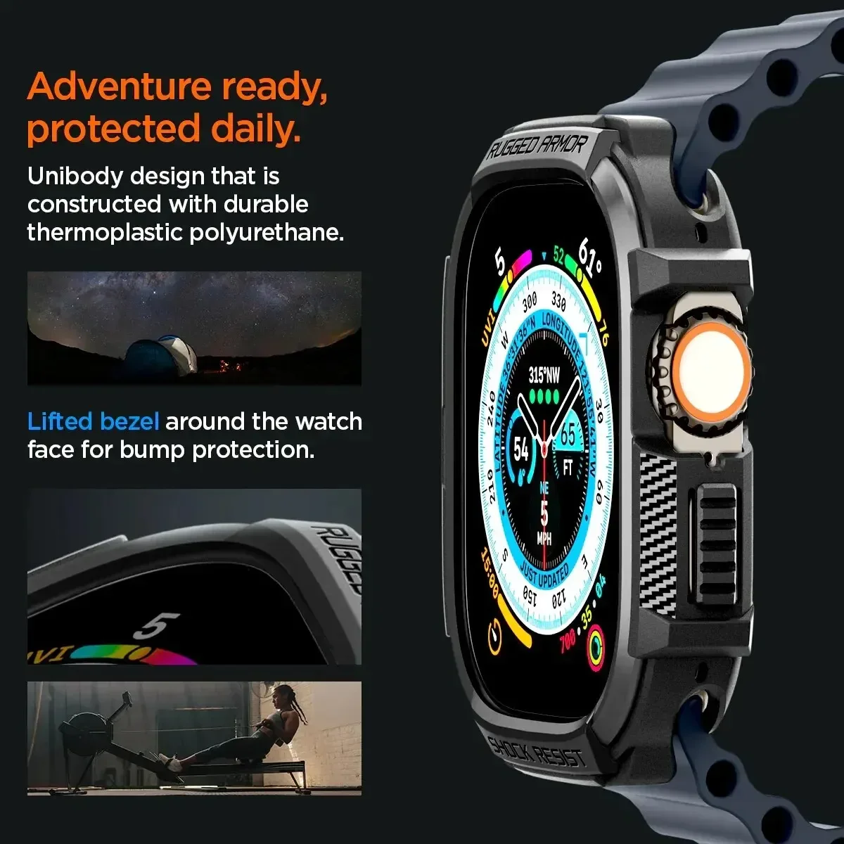 Rugged Armor Case For Apple Watch Series Ultra 2 9 8 7/SE/6/5/4/3/2/1 TPU Protective Watch Cover49mm 45mm 44mm 41mm 40mm