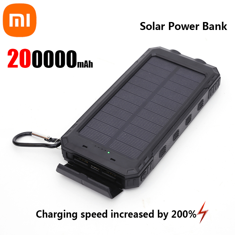 Xiaomi 200000 Cargador portátil de gran capacidad Solar Power Bank mAh Compatible con IOS Android USB-A y USB-C de carga rápida: Plata