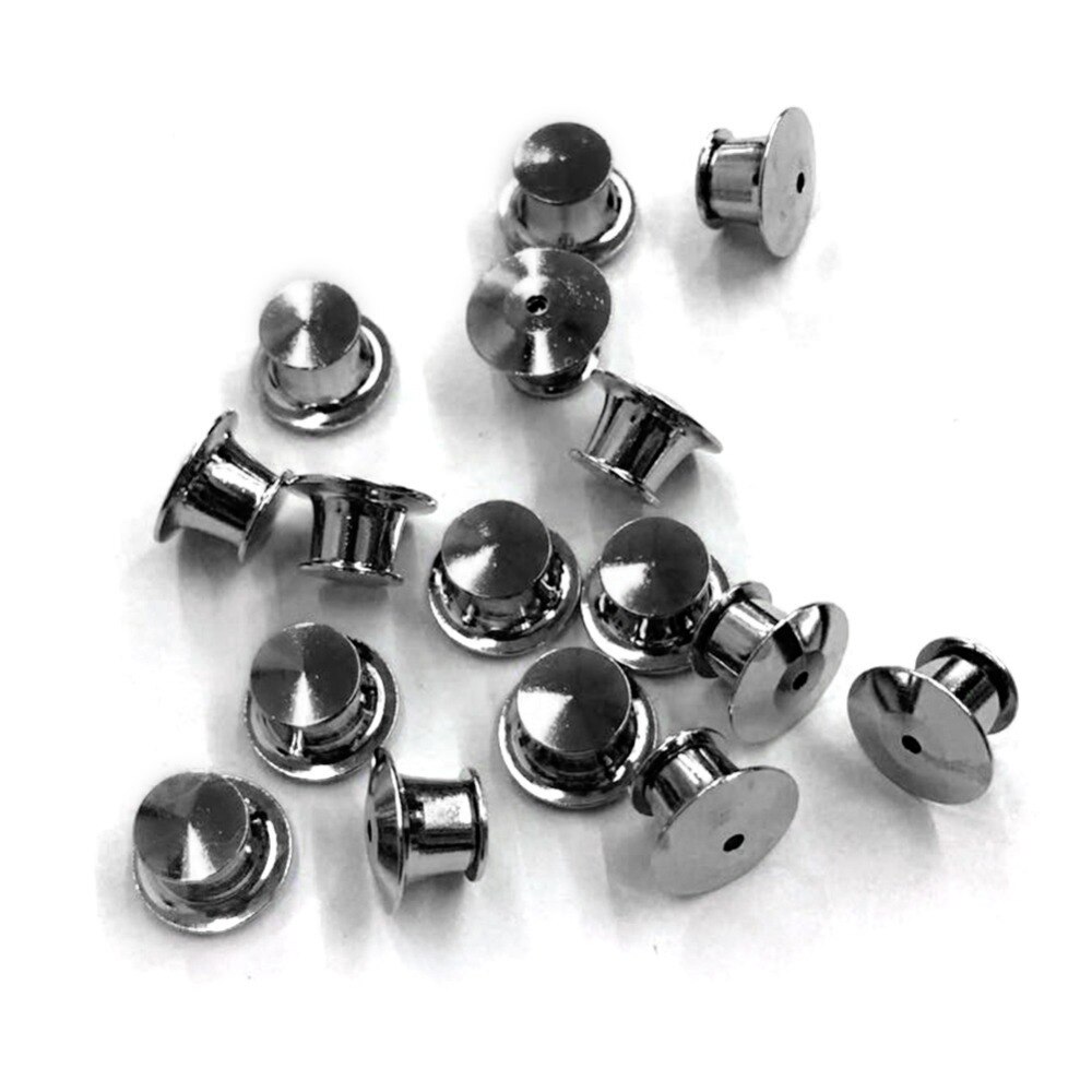 30 Pcs Fastener Naam Tags Vergrendeling Platte Boek Pin Keeper Terug Geen Tool Hoed Tas Metalen Met Doos Badge Embleem vest Lente Geladen