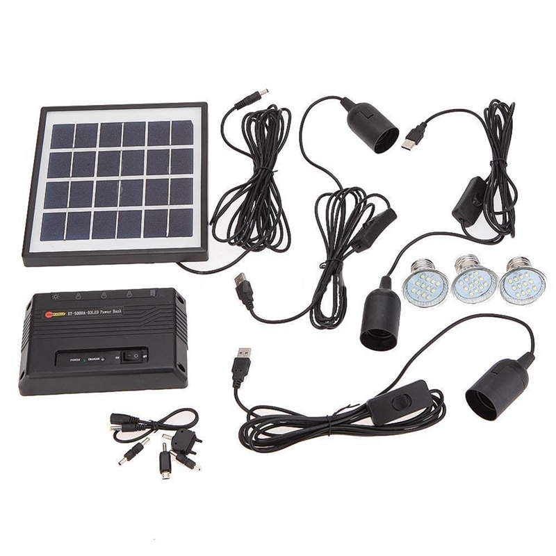 Outdoor Solar Power Led Lighting Bulb Lamp System Solar Panel Home System Kit