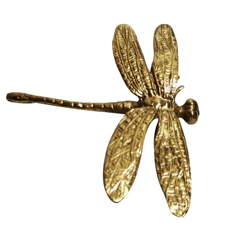 Pure Copper Dragonfly Handles Gold Drawer Cabinet Door Cupboard Pulls Knobs: Default Title