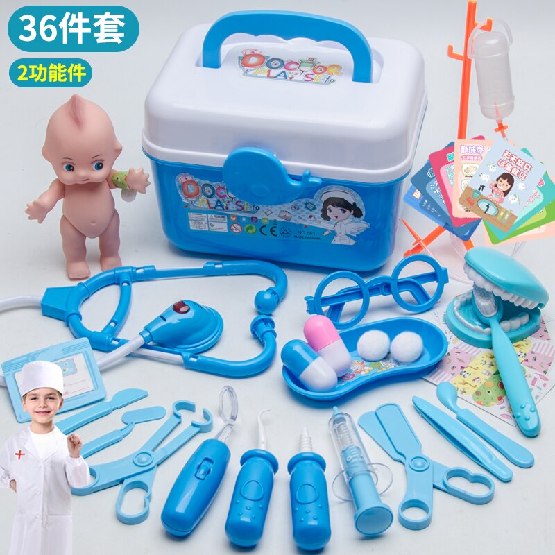 Nuovo Bambini Medico Set Giocattolo Per I Bambini Accessori Per Bambini Gioco di Ruolo Medico Dentista Giocattoli Ospedale Medicina Giochi Di Imitazione: 36pcs blue