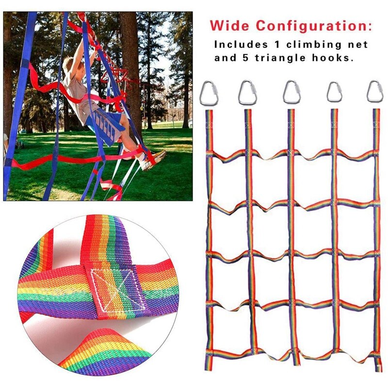 Climbing Net Outdoor Rainbow Belt Net Physical Exercise Training Net-Children's Daily Sports Competitive Play Entertainment Nets