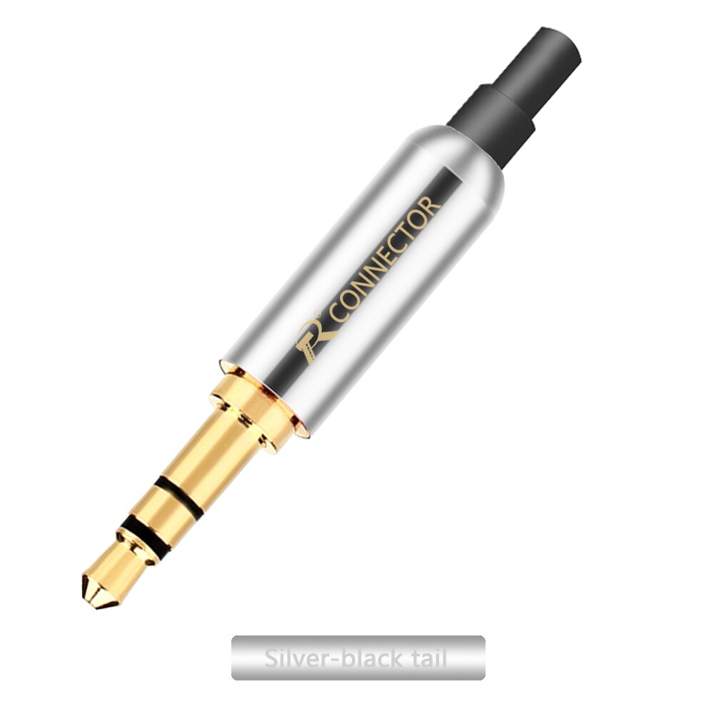 20 pièces 3.5mm Plug Audio Jack 3 pôles plaqué or écouteurs adaptateur pour bricolage casque stéréo écouteur ou utilisé pour réparation écouteur: Silver - Black Tail