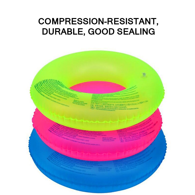 Fluorescent Inflatable Pool Swimming Ring Pool Float Swimming Circle Floating Tube Ring Summer Water Sports Toys for Women Kids