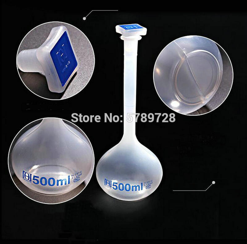 25ml to 1000ml laboratorie langhalset klar hvid plastisk volumetrisk væske målekolbe ryste flaske høj temperatur resistent