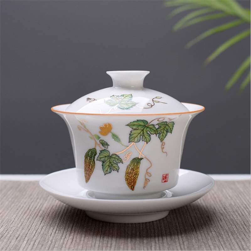 Hvidben kina gaiwan tea set, kung fu teaet tekande, rejse keramisk tea set, kinesisk porcelæn gaiwan cup: Stil 7