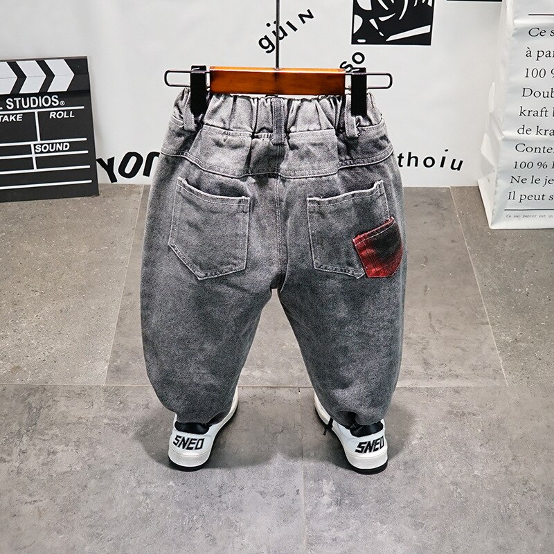 Drenge jeans rip denim distress flosset biker ridset udhulet lange jeans dreng zone 2-7 år