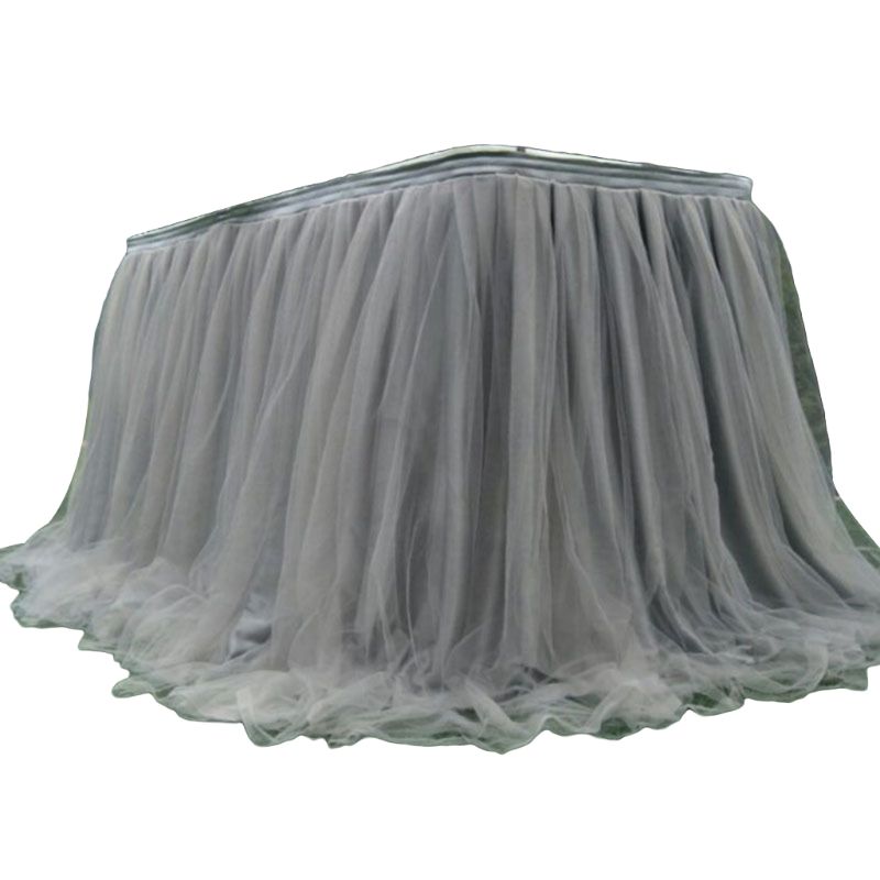Mantel colorido de tul para mesa de recepción de postres decoración de falda para de boda, hogar, cumpleaños, material artesanal para falda de tutú: 11AG200891-GY