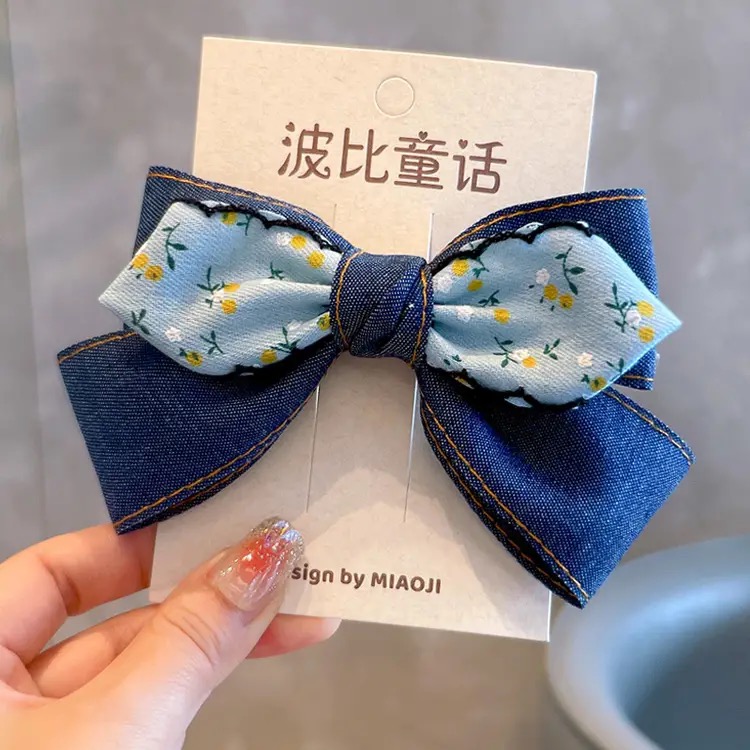 Horquillas azules para niñas, accesorios femeninos, lazos para el cabello, cosas para niñas, accesorios para el cabello, pinza para el cabello de flores, producto popular 2024: Azul oscuro