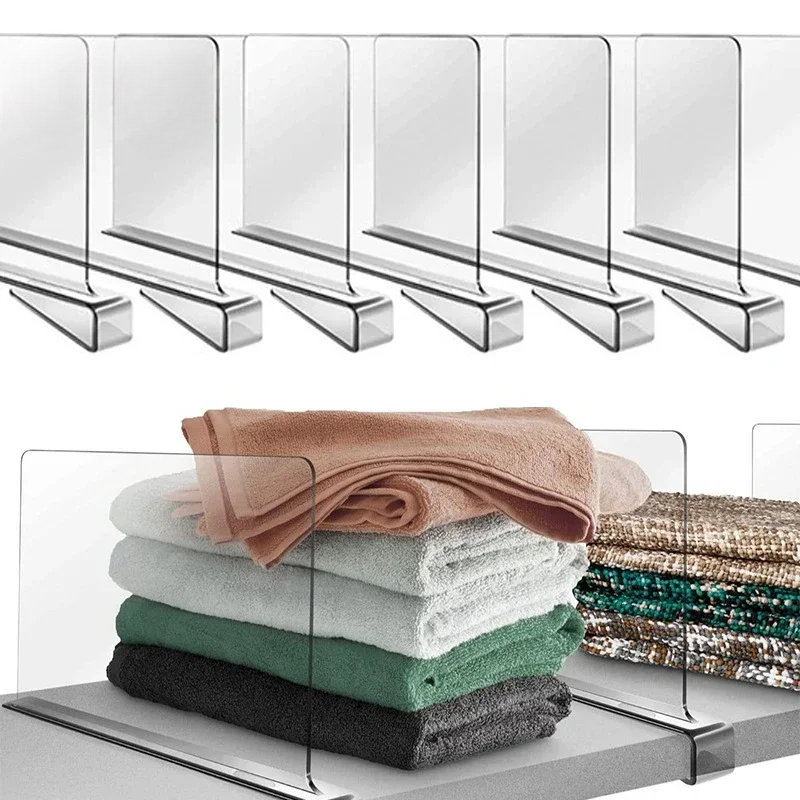 Divisor de estante de armário acrílico transparente, uso doméstico, prateleira de guarda-roupa, defletor, organizador de armazenamento de mercadorias
